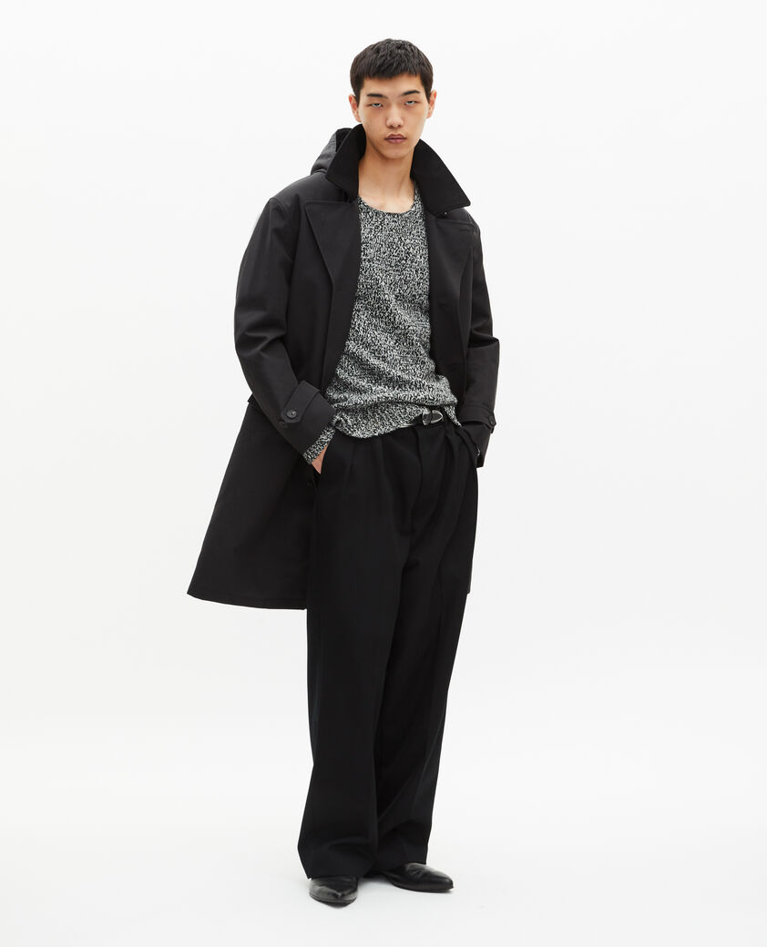 The Kooples HOMME BLACK parka type trench à capuche noire