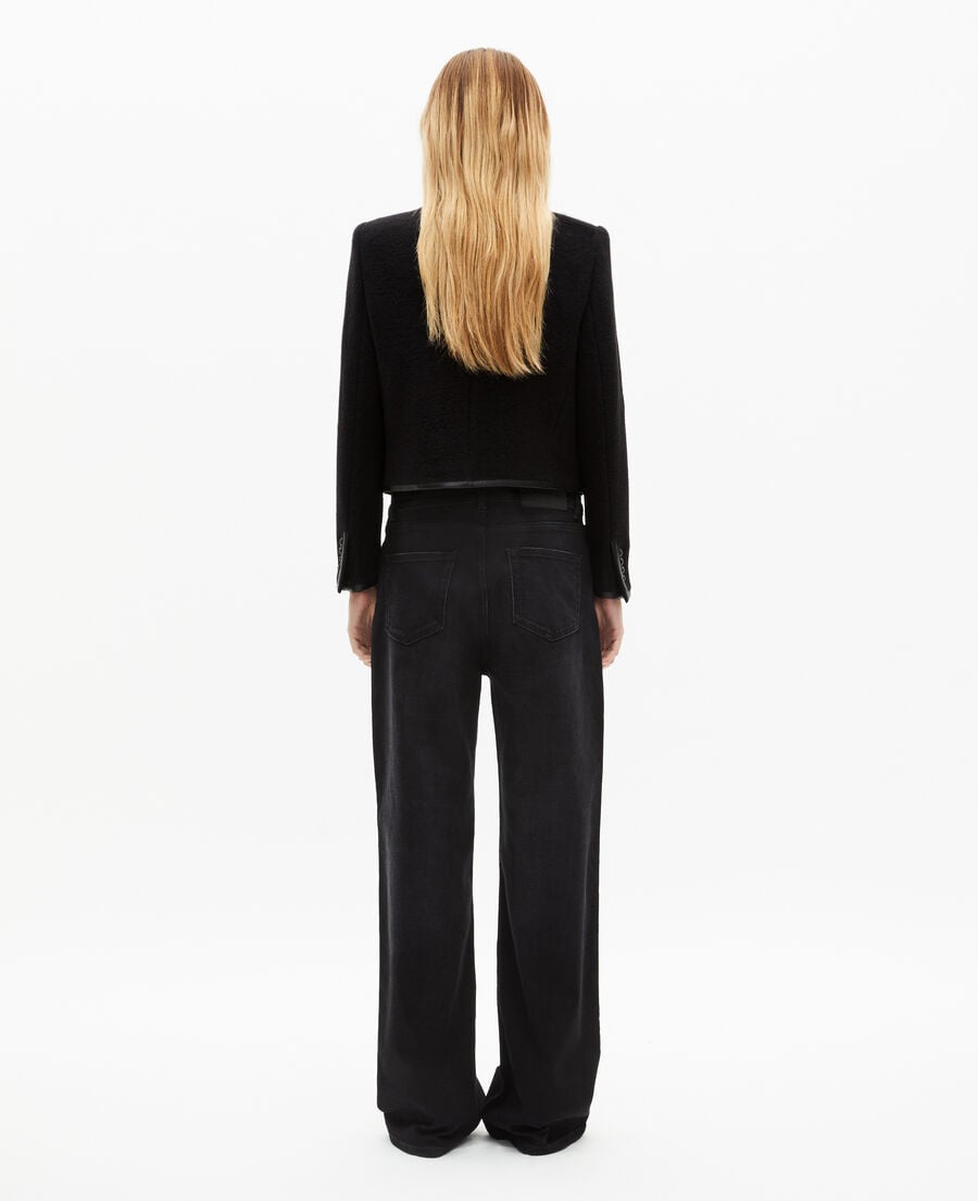 The Kooples WOMEN BLACK officer-style jacket in black wool