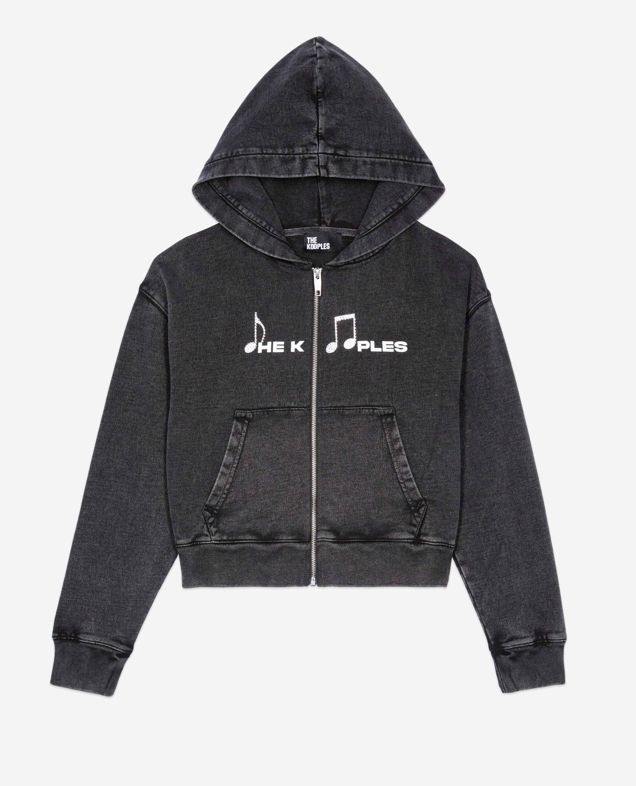 Black hoodie with serigraphy, BLACK WASHED, hi-res image number null