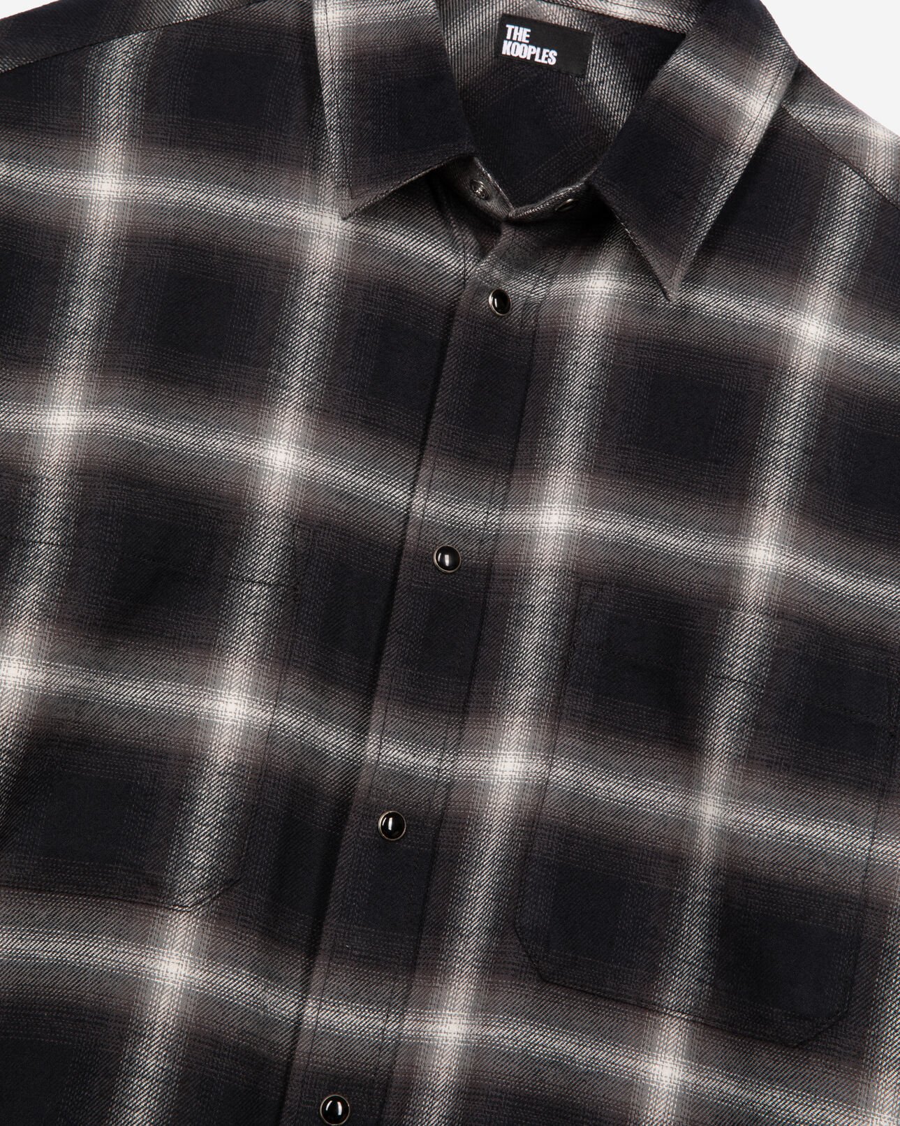 The Kooples HOMBRE BLACK GREY WHITE camisa negra a cuadros