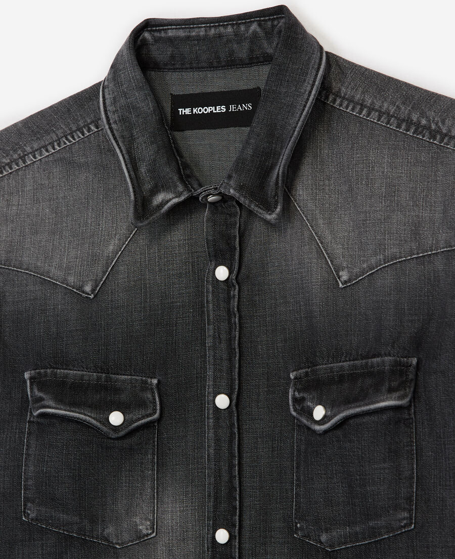 chemise jean gris délavé détails western