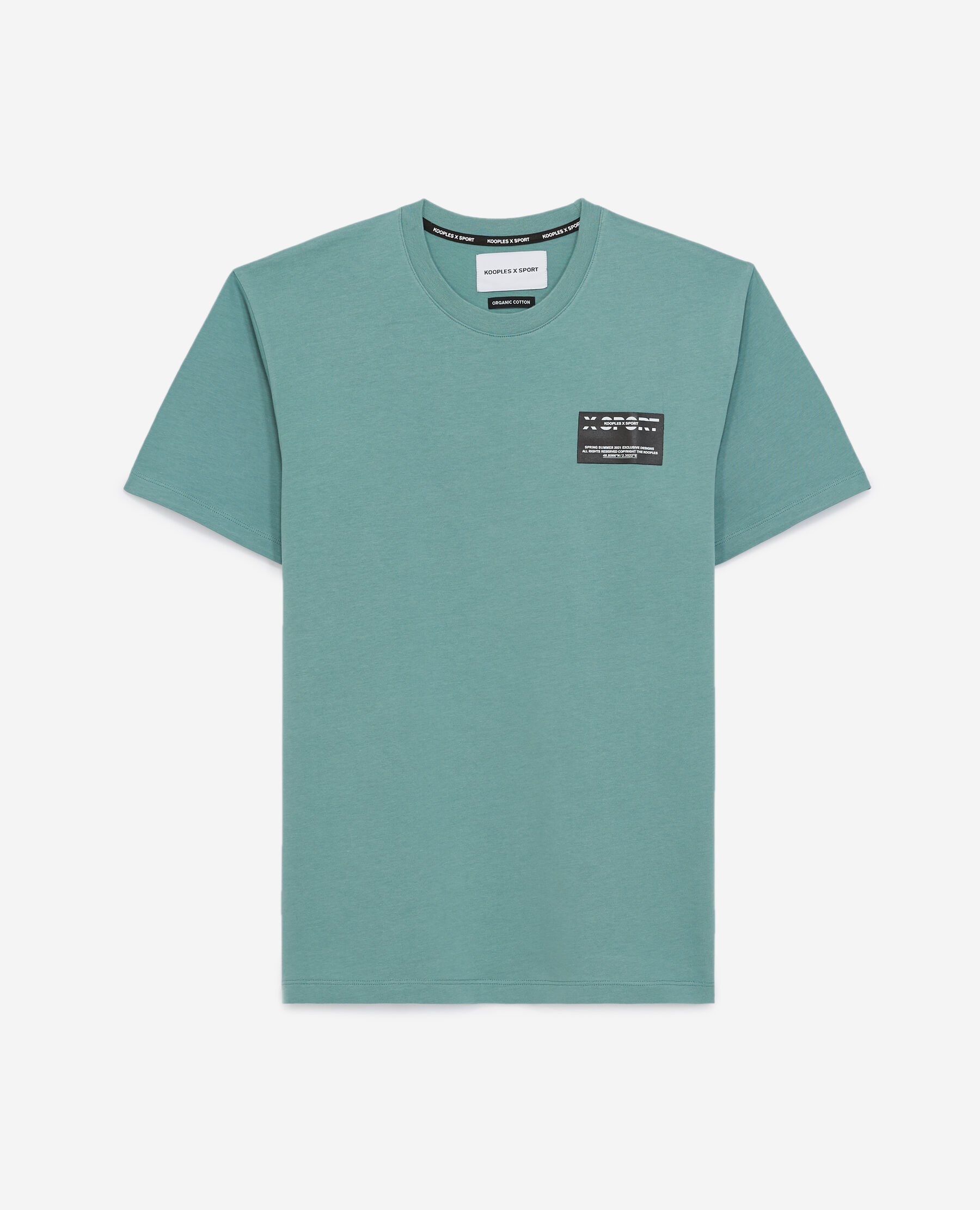 Green T shirt in cotton with breast patch The Kooples