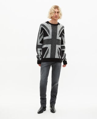 The Kooples MEN BLACK GREY black english flag sweater