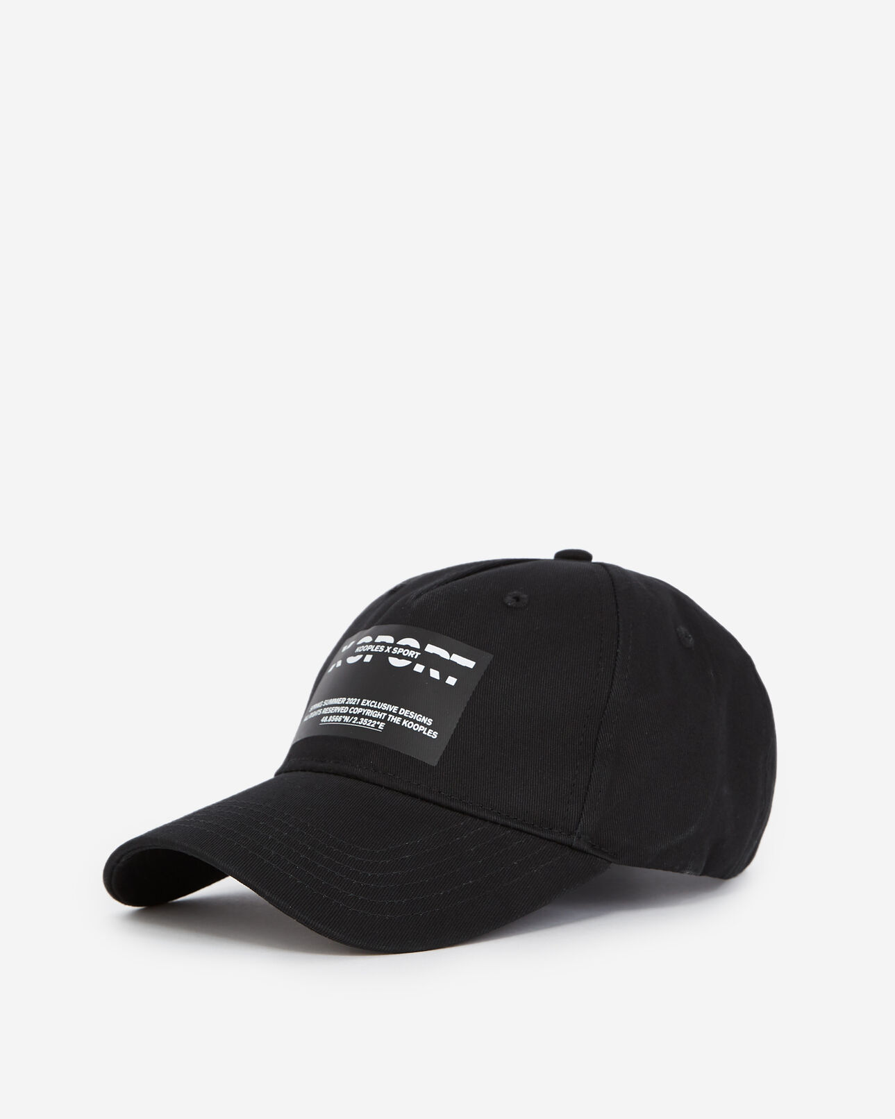 The Kooples MEN BLACK black cotton cap with square logo patch