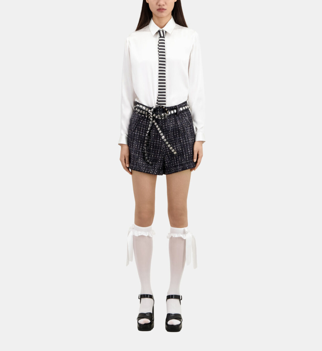 【好評にて期間延長】 Black and white tweed shorts パンツ