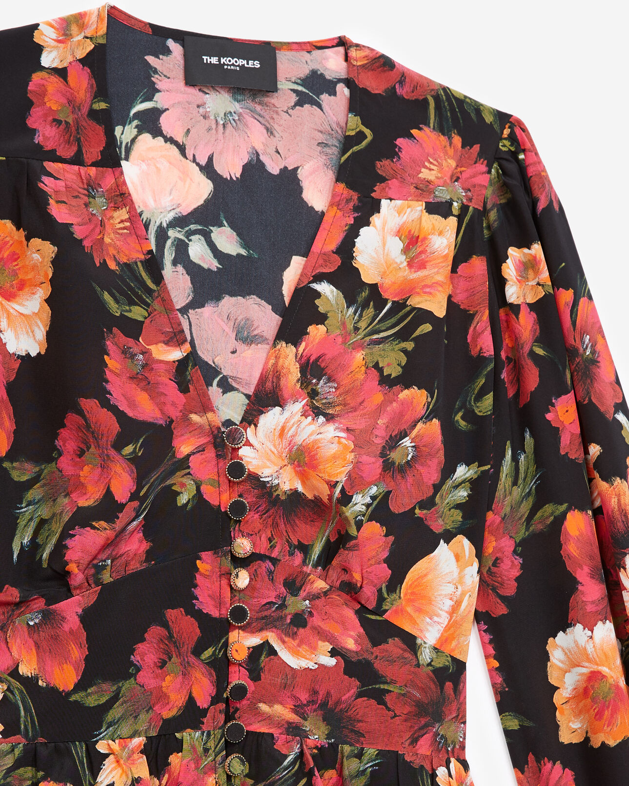 The Kooples DAMEN MULTICOLOR seiden-top mit orangenem blumenprint