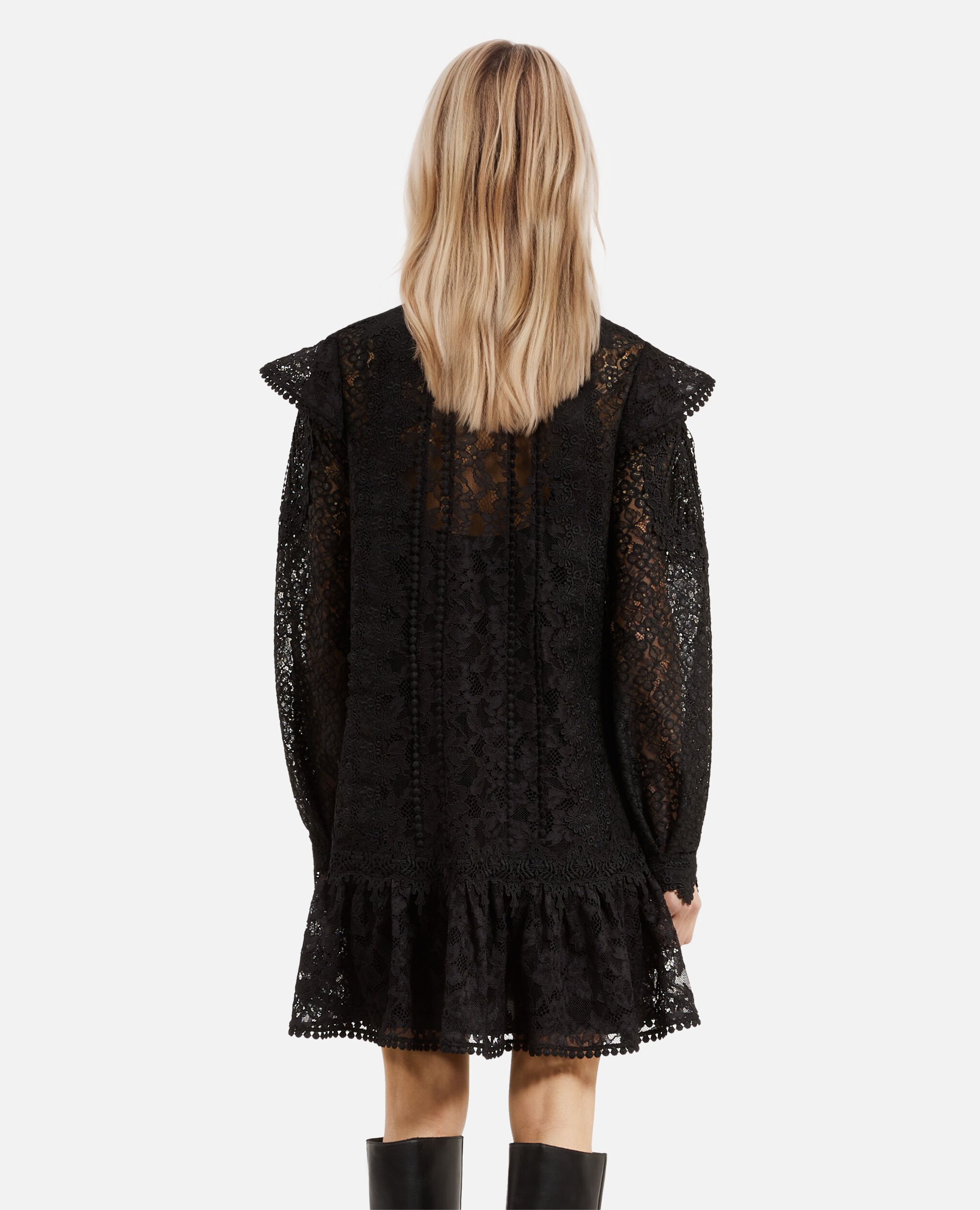 Robe courte en dentelle noire, BLACK, hi-res image number null