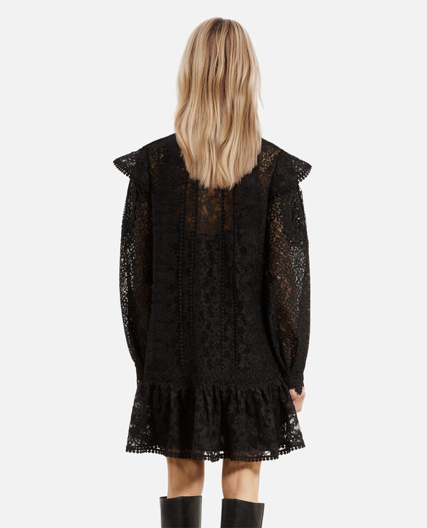 The Kooples FEMME BLACK robe courte en dentelle noire