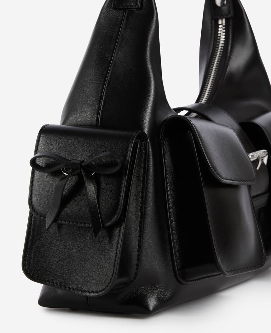 The Kooples MUJER BLACK bolso amelia con cadena en piel lisa negra