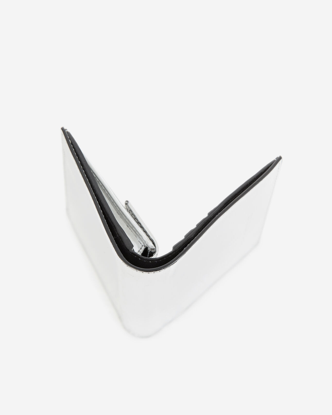 The Kooples WOMEN SILVER silver leather wallet with integrated mirror