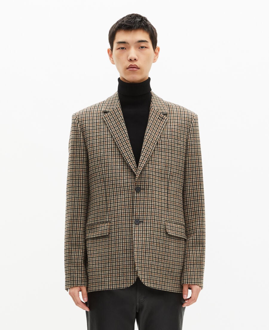 The Kooples HERREN FAUVE braun-schwarze hahnentrittjacke