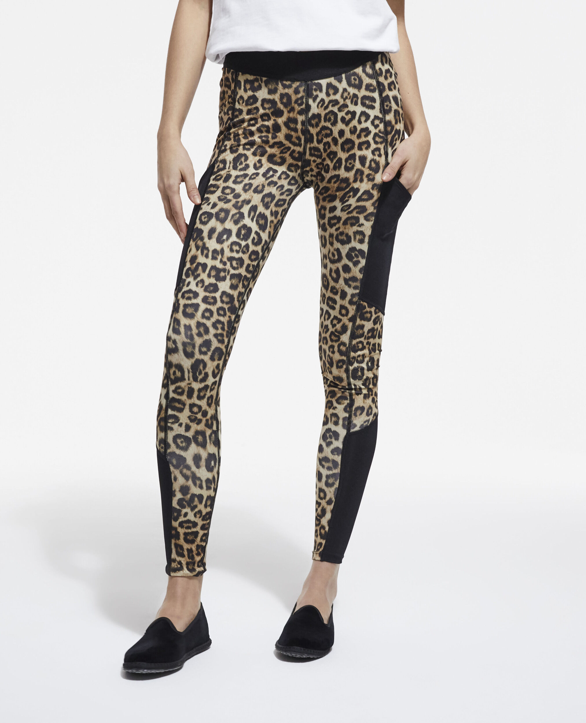 Leopard print technical leggings, LEOPARD, hi-res image number null