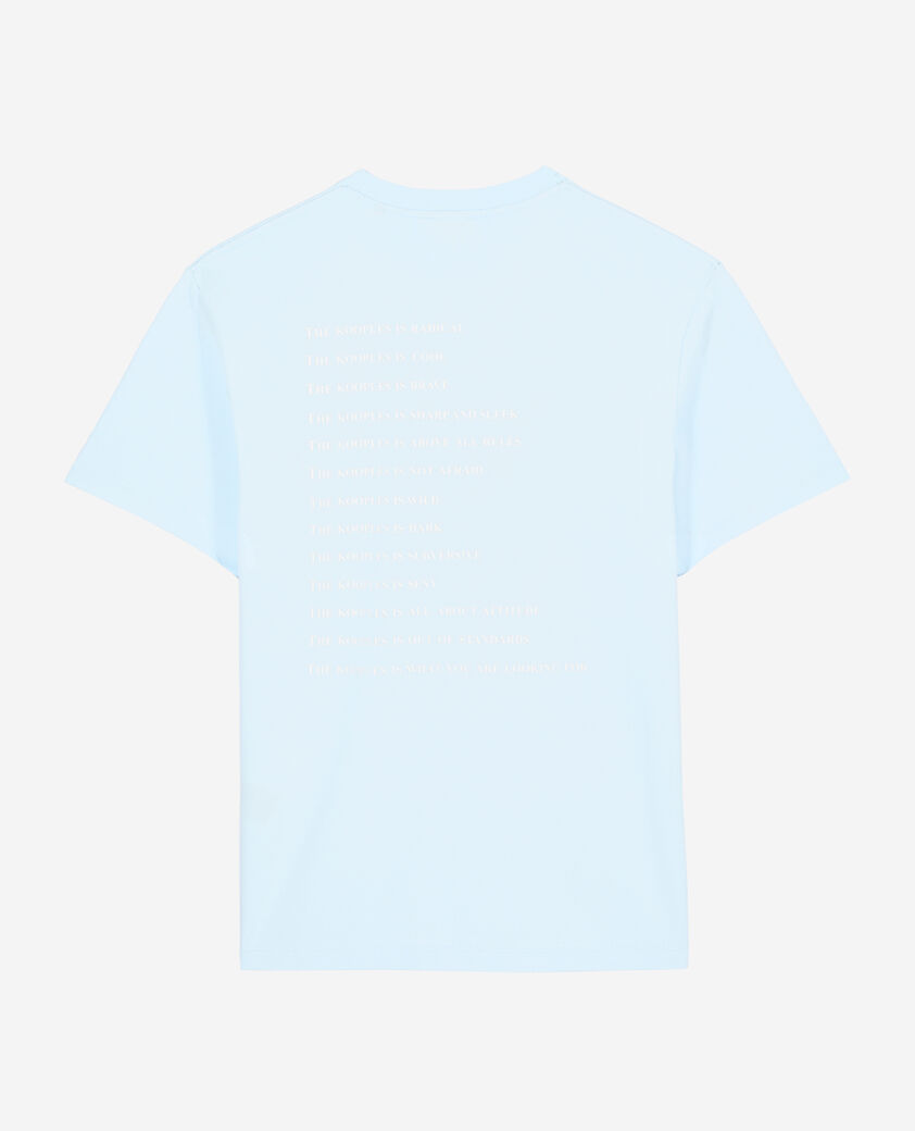 The Kooples HERREN BLUE SKY hellblaues t-shirt mit what is-schriftzug