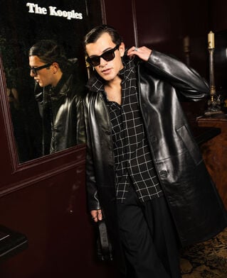 The Kooples MEN BLACK WHITE black plaid shirt