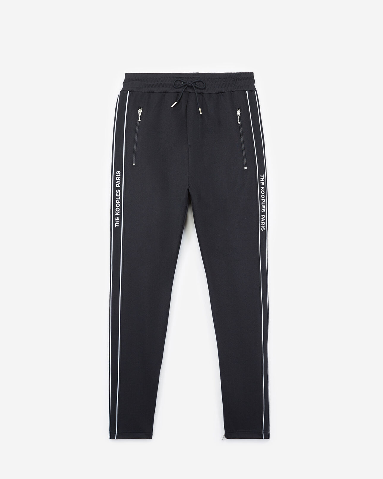 The Kooples HOMME NAVY bas de jogging skinny bleu marine avec bande rouge et logo et zip
