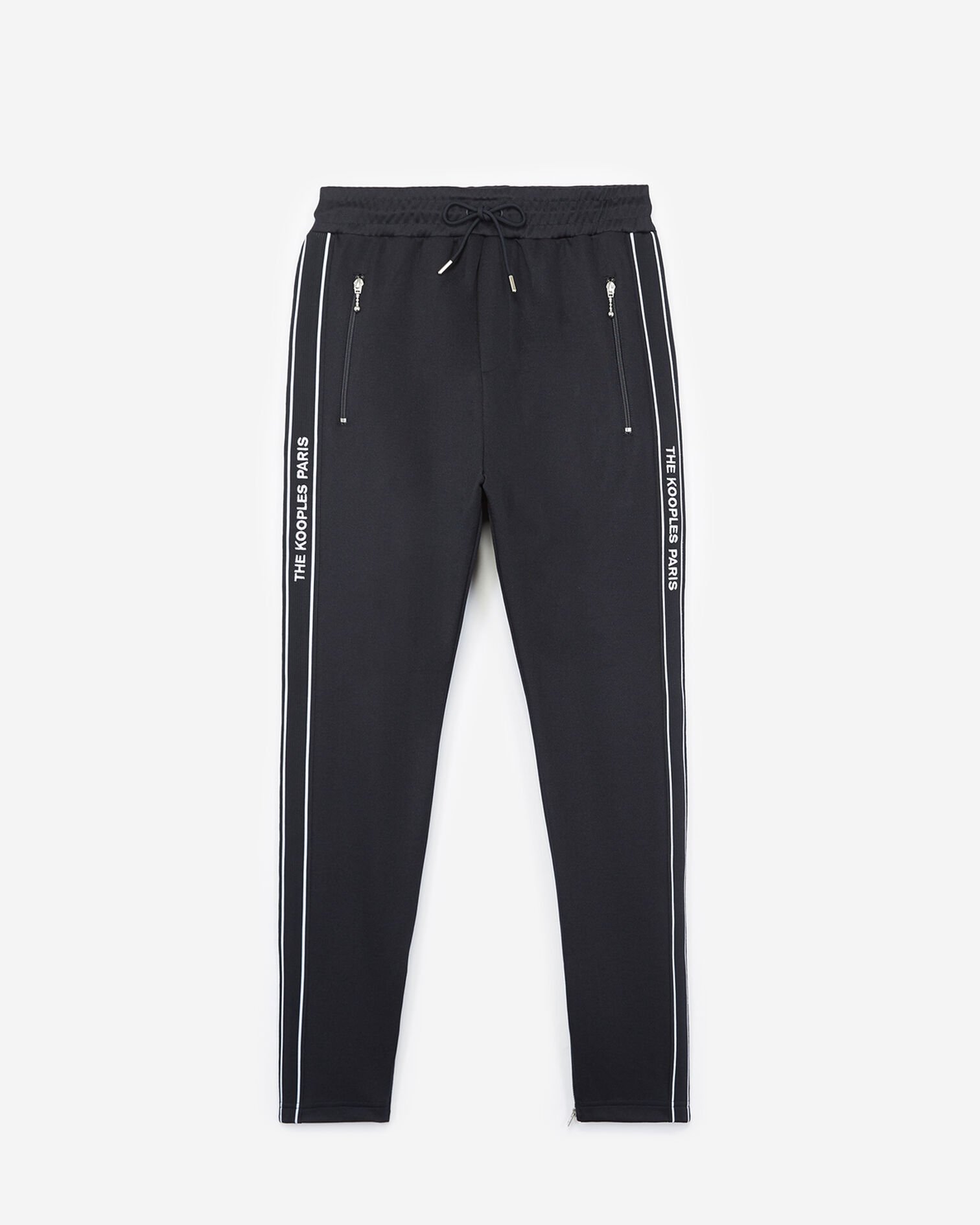 Bas de jogging skinny bleu marine avec bande rouge et logo et zip, NAVY, hi-res image number null