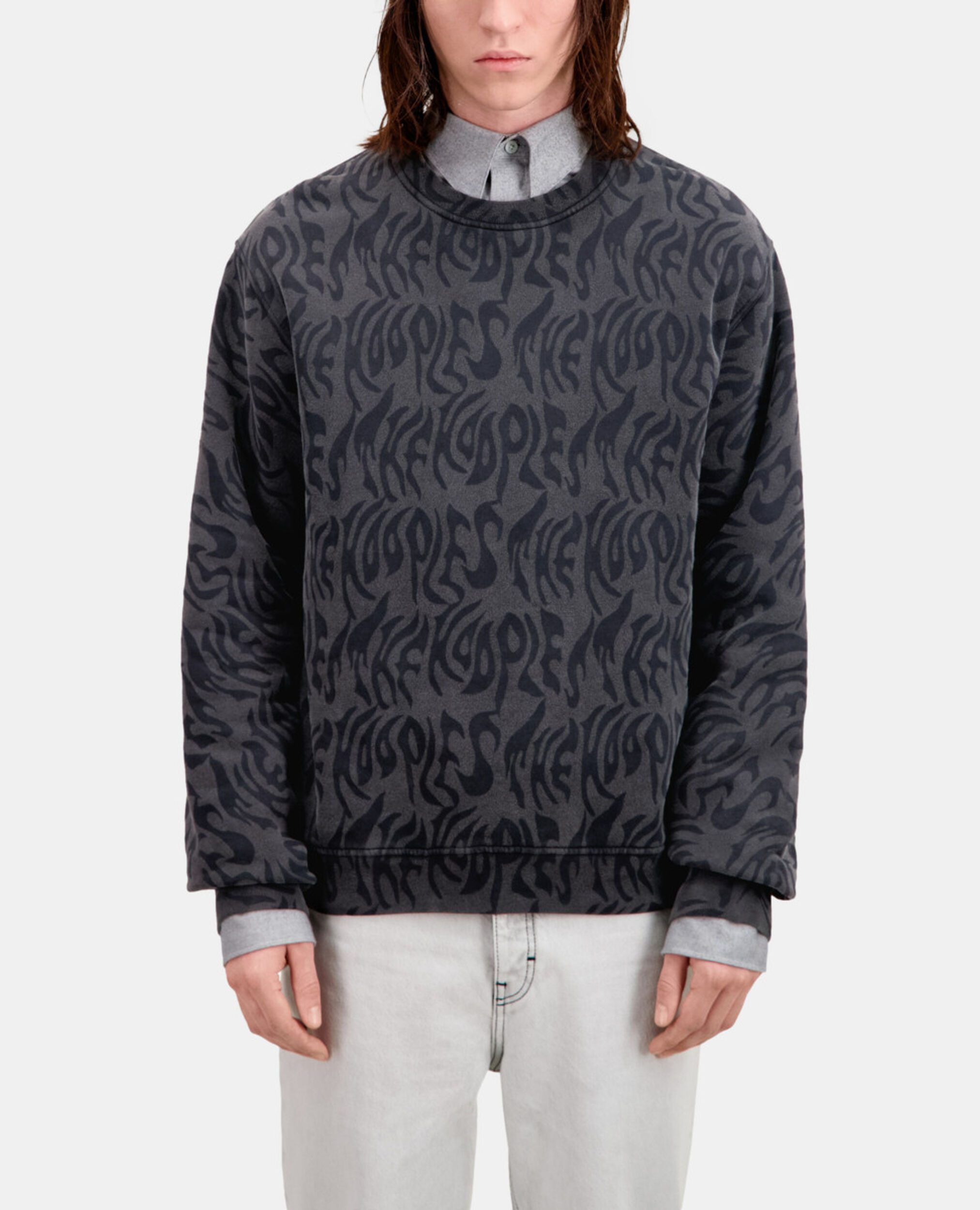 Men's Printed sweatshirt, BLACK WASHED, hi-res image number null