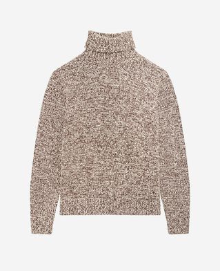The Kooples HERREN BEIGE-BROWN mouliné-rollkragenpullover in beige und weiß
