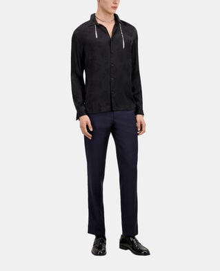 The Kooples HOMME BLACK chemise jacquard noire à fleurs