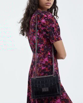 The Kooples F BLACK emily small crocodile-effect bag in black leather