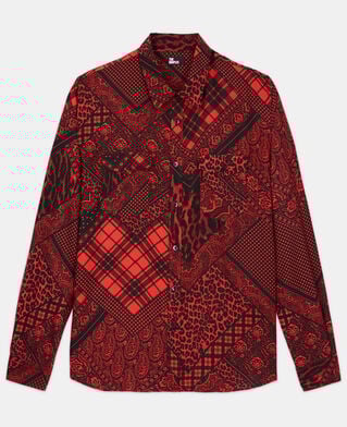 The Kooples H BLACK - RED printed shirt with classic collar
