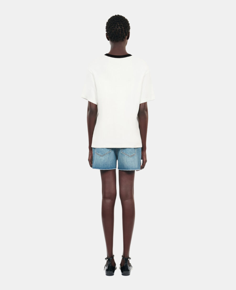 The Kooples DAMEN ECRU ecrufarbenes t-shirt mit tk waves-siebdruck