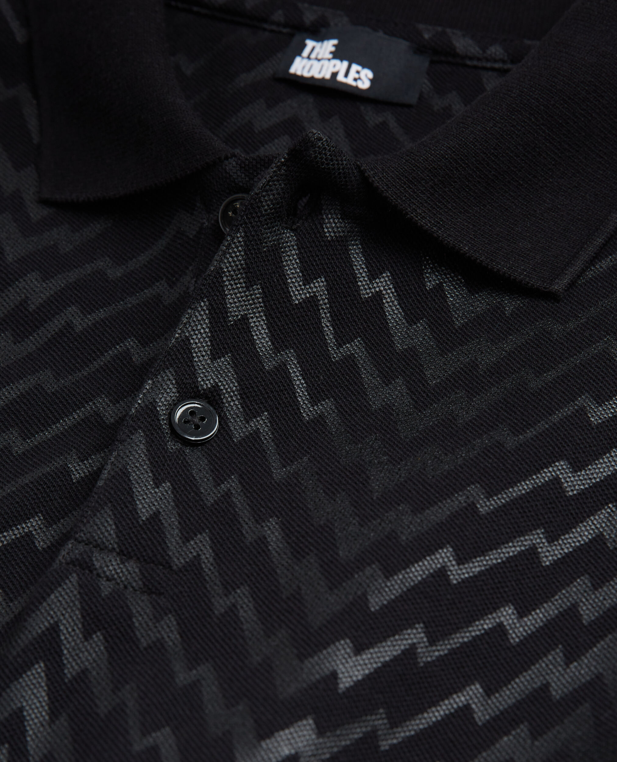 Black printed polo shirt, BLACK, hi-res image number null