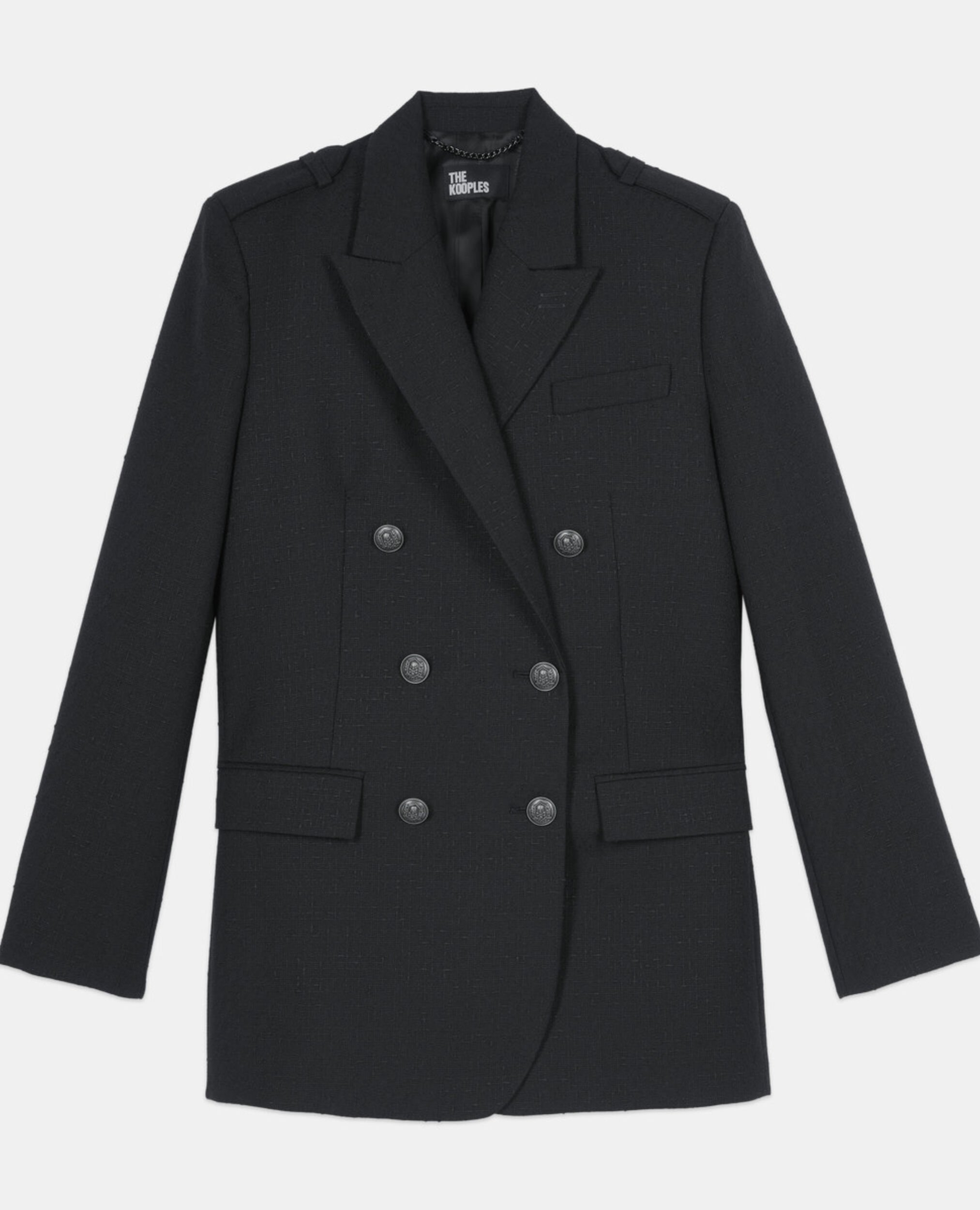 Black wool blend suit jacket, BLACK, hi-res image number null