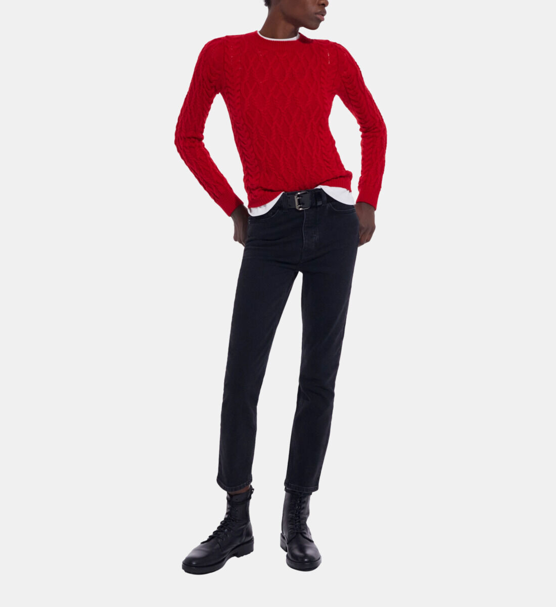Pull en laine rouge clearance