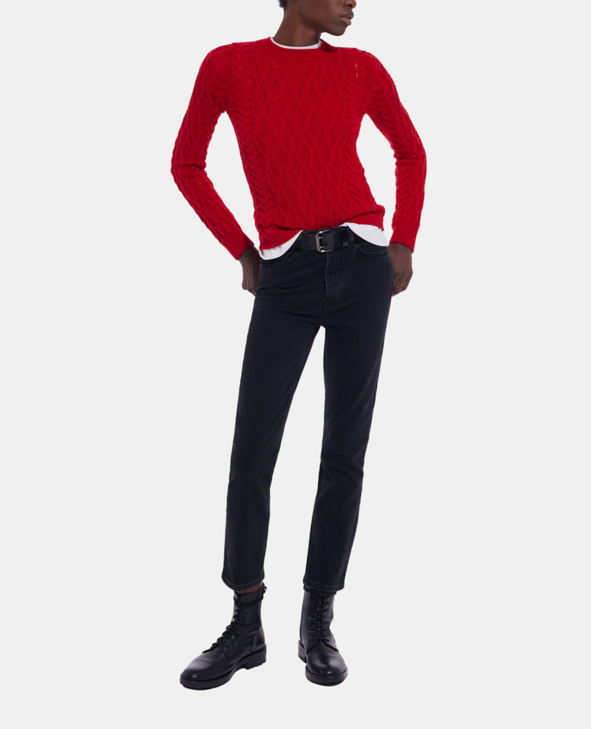 Pull en laine rouge, TANGO RED, hi-res image number null