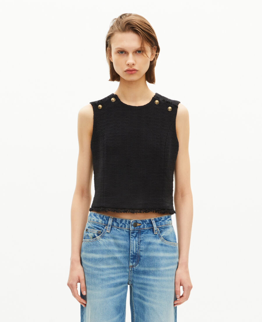The Kooples WOMEN BLACK black tweed top