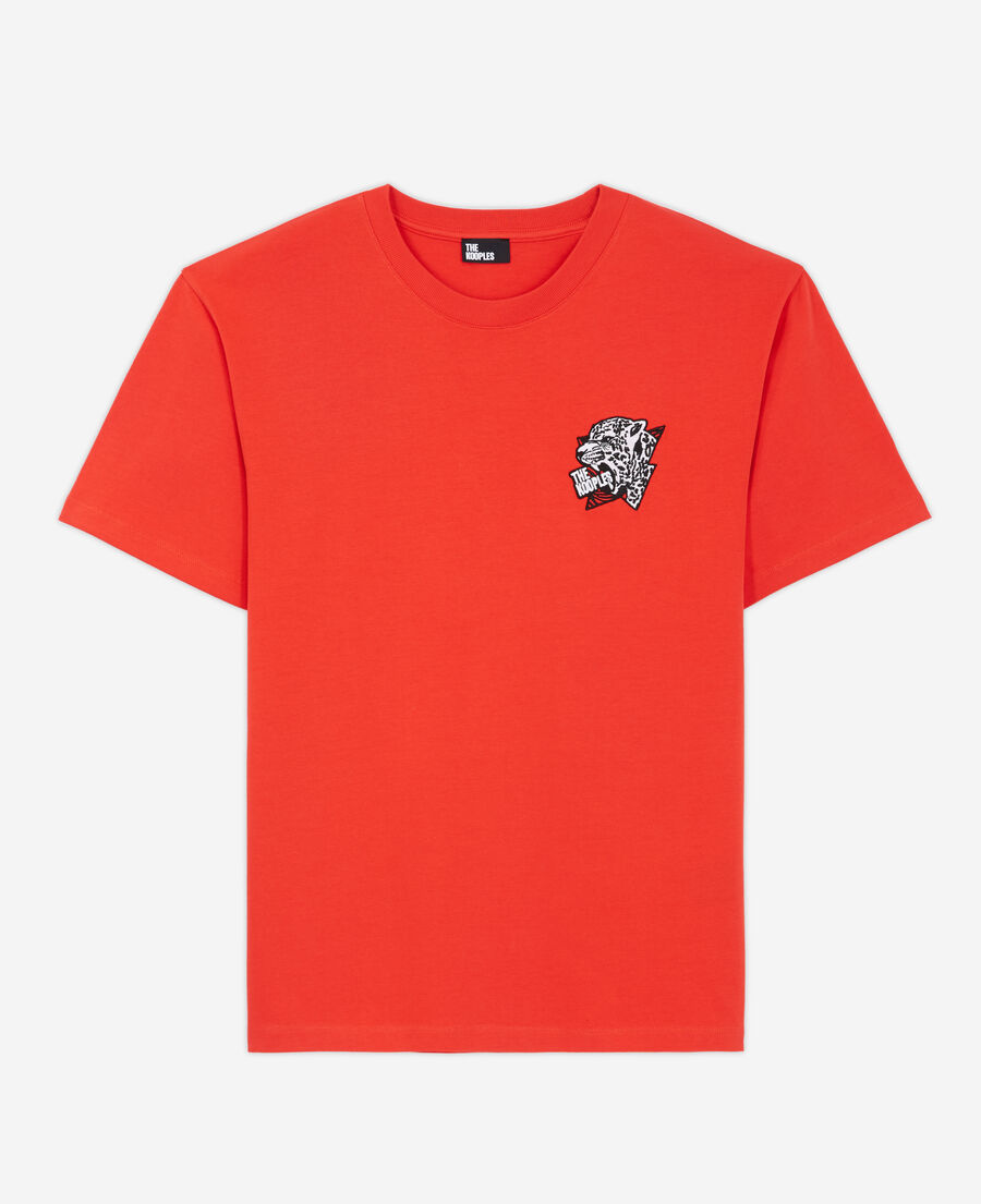 red tiger screen print t-shirt