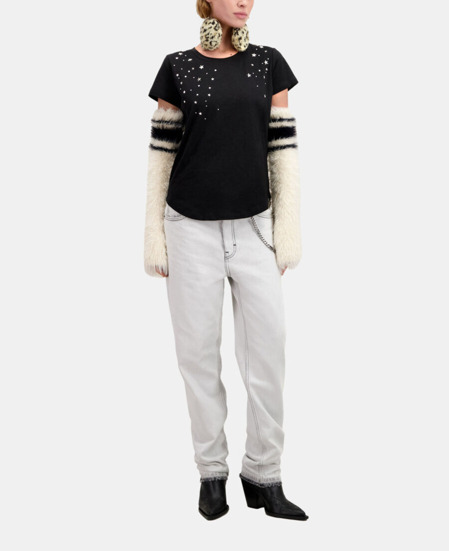 black t-shirt with stars