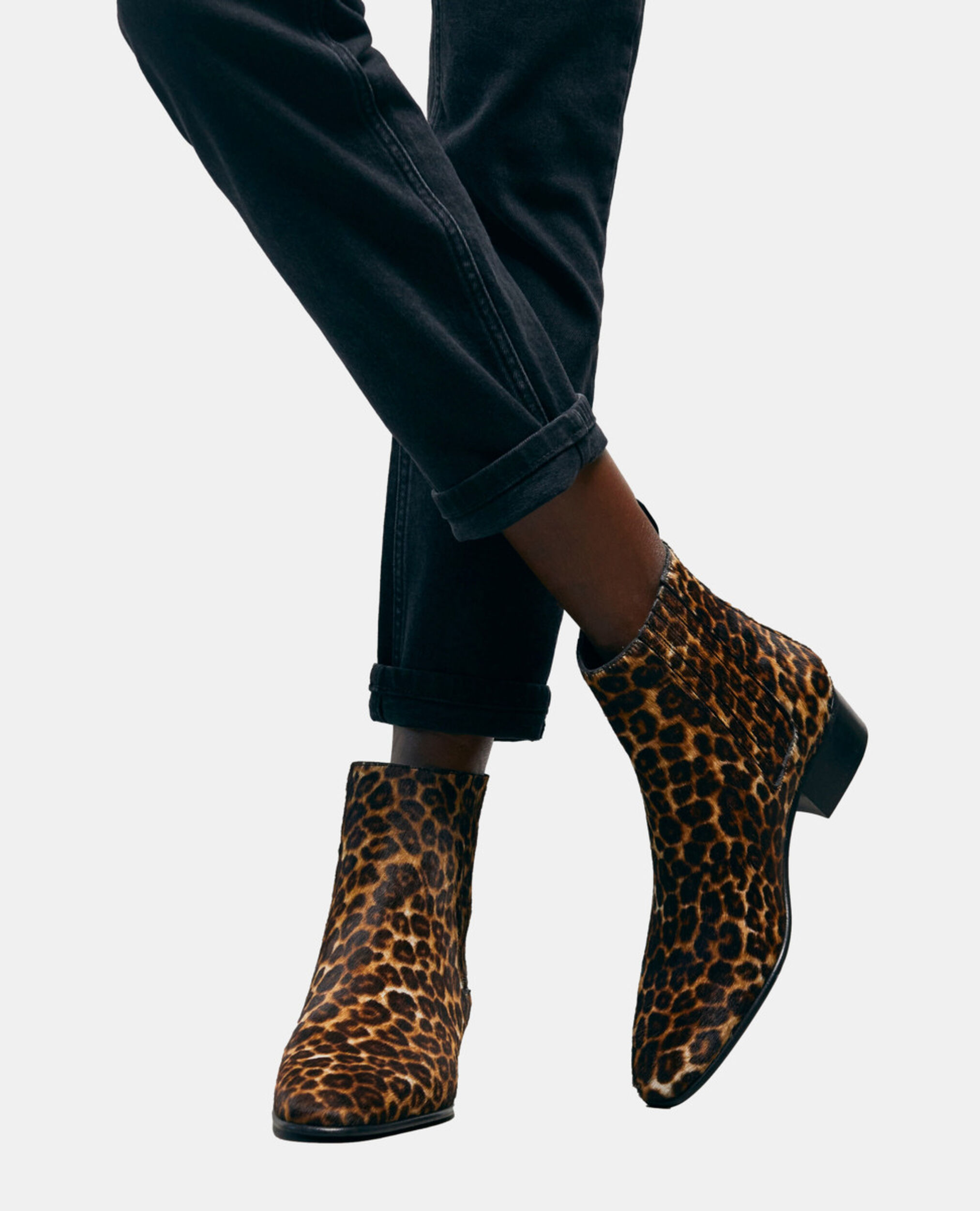 Leopard print leather boots, LEOPARD, hi-res image number null