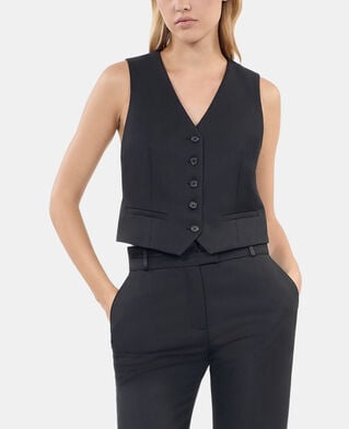 The Kooples DAMEN BLACK schwarze weste aus wolle