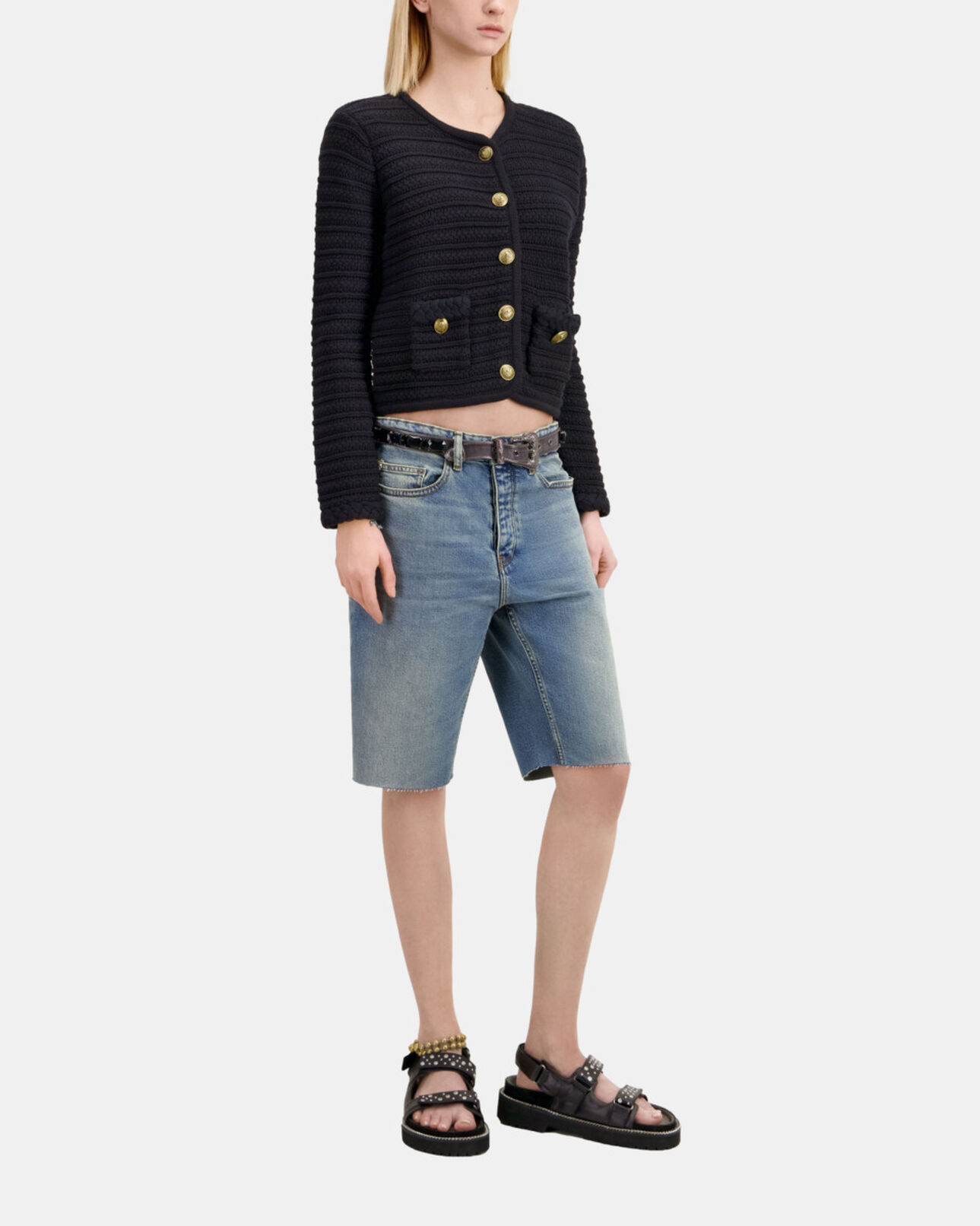 The Kooples FEMME BLACK cardigan en maille torsadée noir