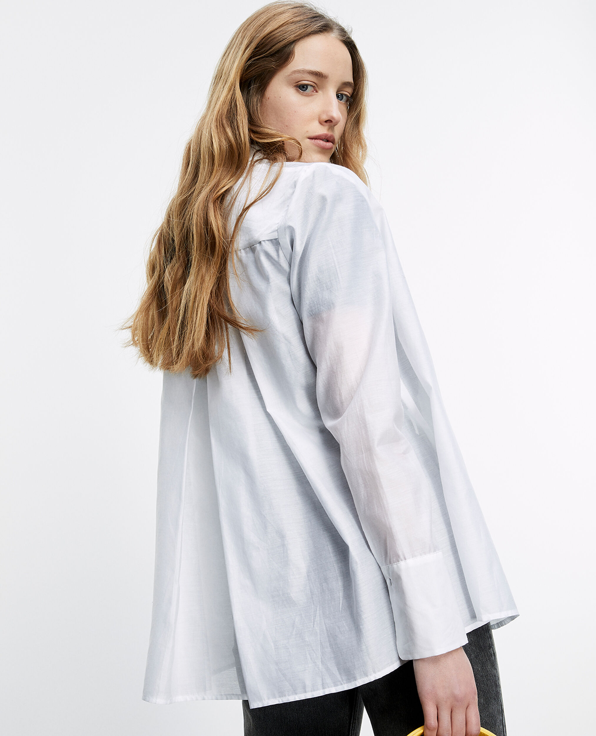 Classic white shirt with pleated back, WHITE, hi-res image number null