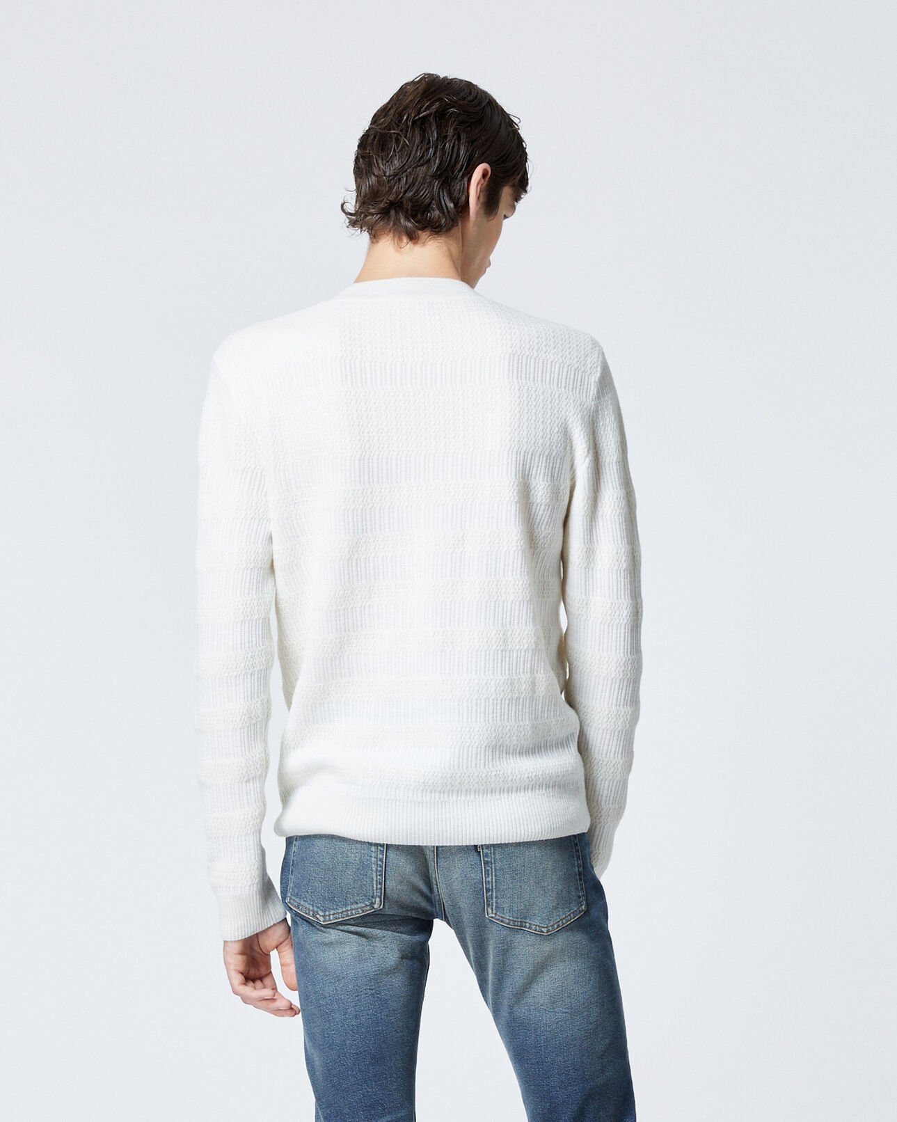 The Kooples HOMME OFF WHITE pull col rond écru laine
