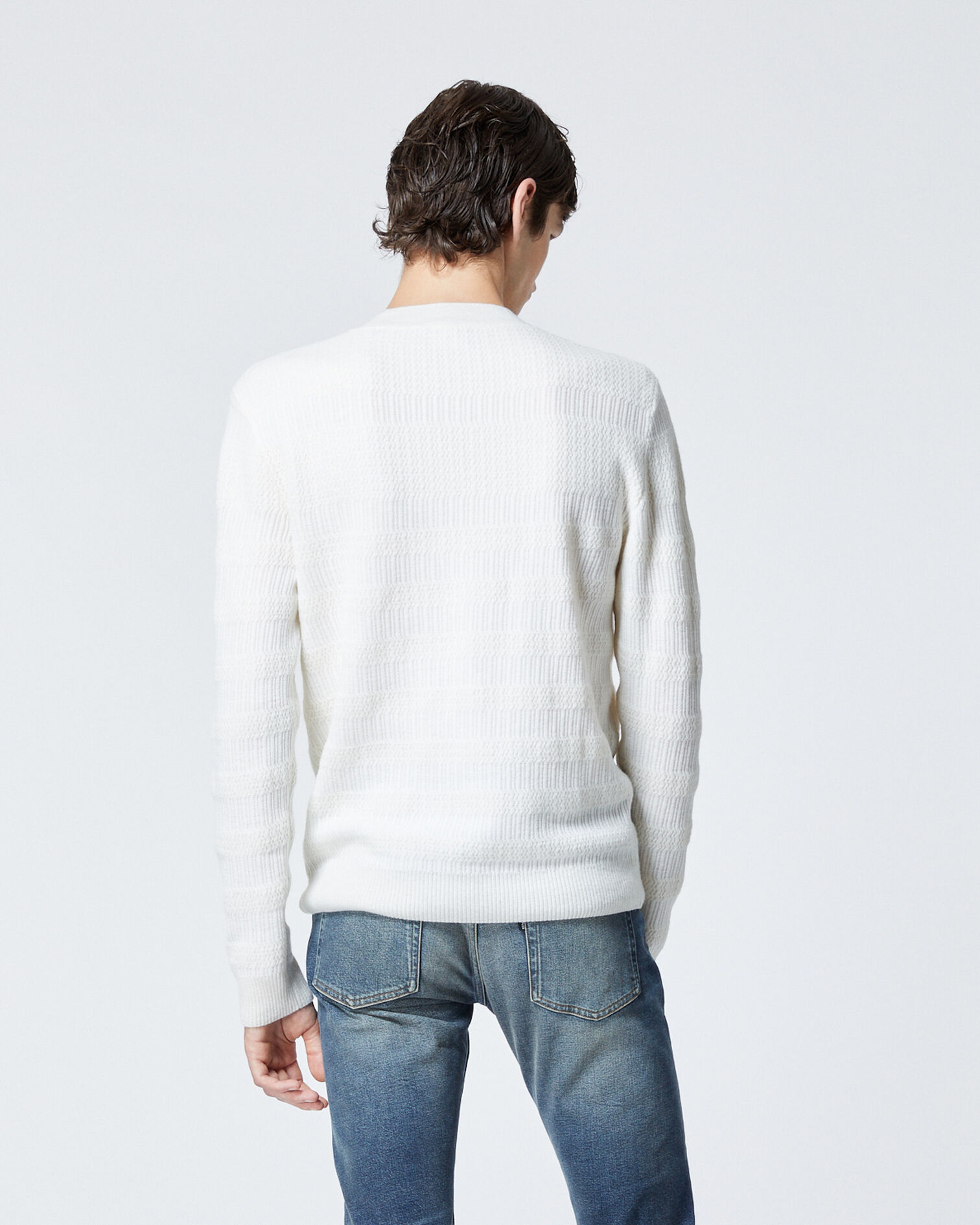 Pull col rond écru laine, OFF WHITE, hi-res image number null
