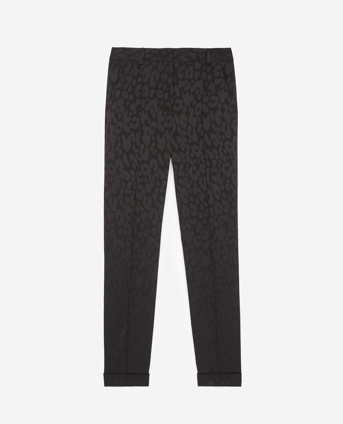 Black loose fit leopard print trousers The Kooples UK