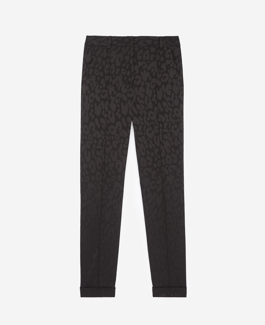 black loose fit leopard print trousers