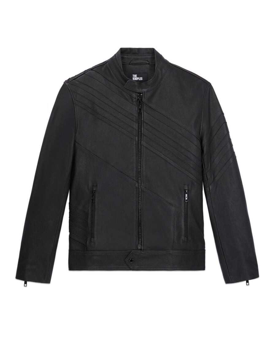 The Kooples HOMME BLACK blouson biker en cuir noir
