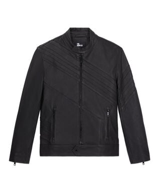 The Kooples HOMME BLACK blouson biker en cuir noir