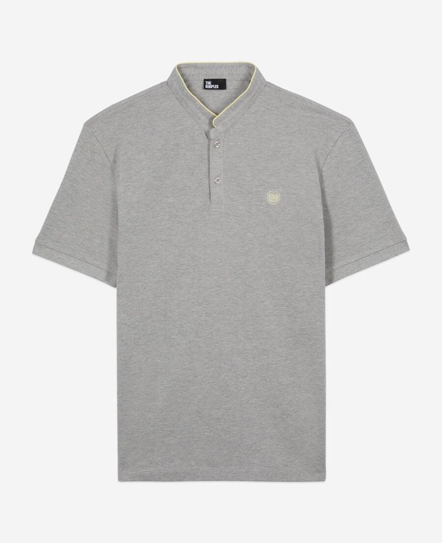 The Kooples HOMME GREY YELLOW polo en coton piqué gris