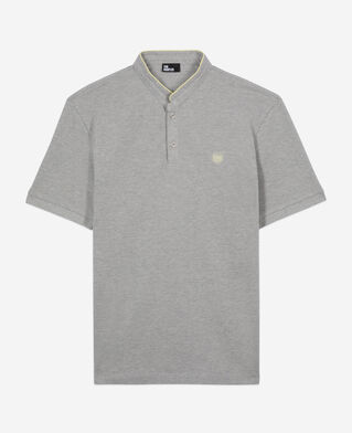 The Kooples HOMME GREY YELLOW polo en coton piqué gris