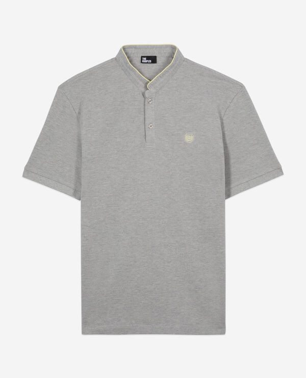 The Kooples HOMME GREY YELLOW polo en coton piqué gris