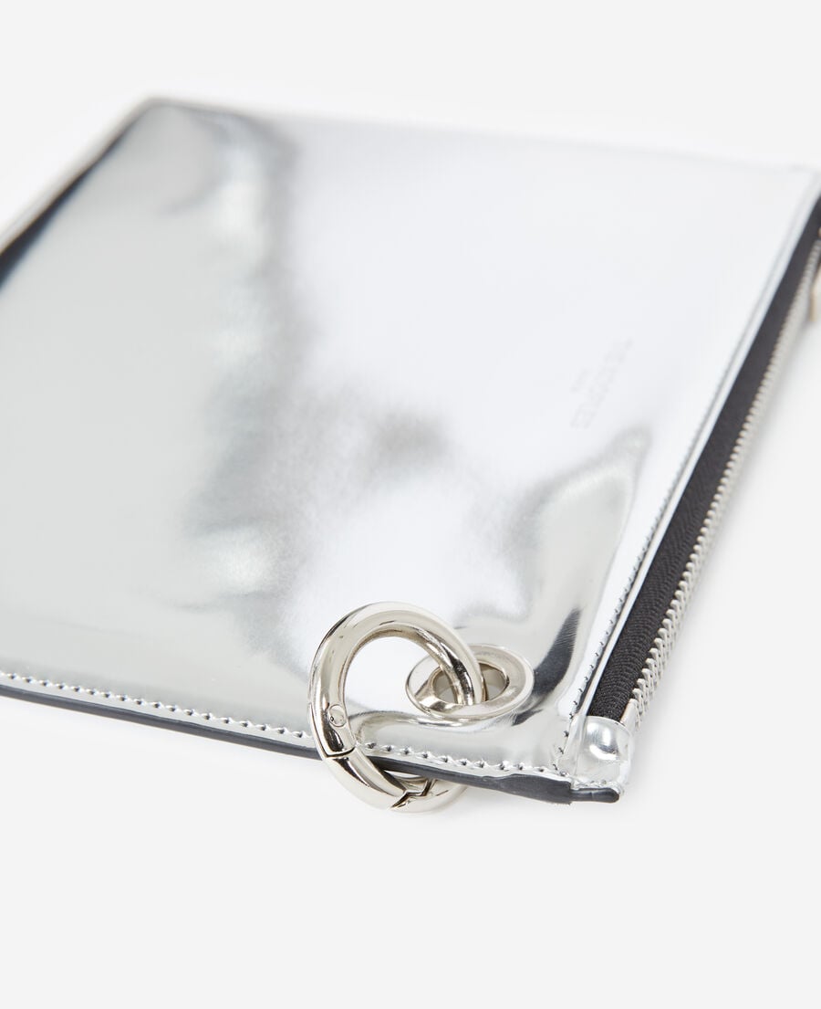 The Kooples WOMEN SILVER silver leather mobile pouch