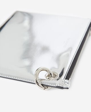 The Kooples WOMEN SILVER silver leather mobile pouch
