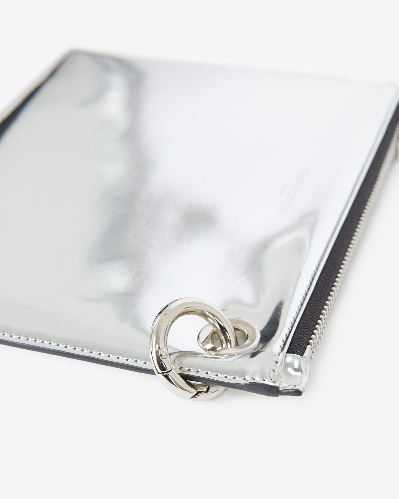 The Kooples WOMEN SILVER silver leather mobile pouch