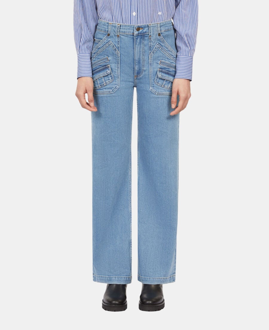 The Kooples FEMME BLUE jean flare bleu